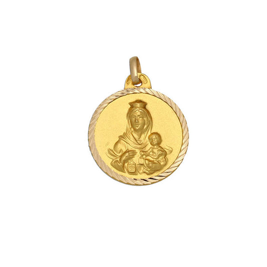Colgante Medalla de oro 18kl Virgen del Carmen 16mm para mujer