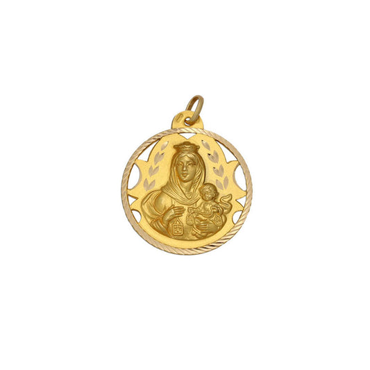 Colgante Medalla de oro 18kl Virgen del Carmen 18mm para mujer