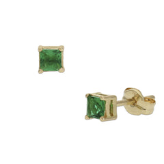 PENDIENTES ORO 18KL VERDES - 3.5X3.5MM - Joyeria Zeller