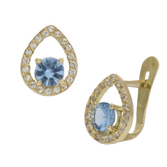 PENDIENTES ORO 18KL PIEDRAS AZUL - Joyeria Zeller