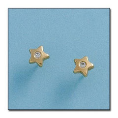 Pendientes de oro 18K estrellas con circonitas para niña