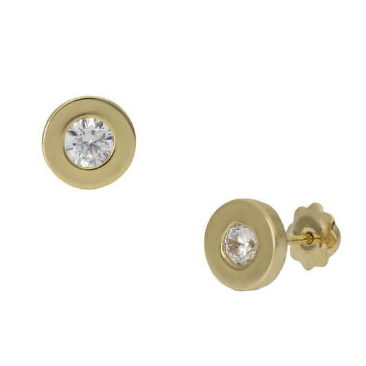 PENDIENTES CHATON ORO 18KL - 6.5MM - Joyeria Zeller