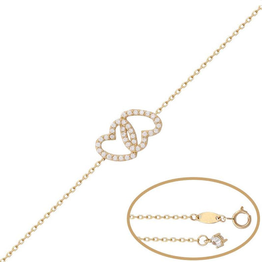 PULSERA CORAZONES ORO 18KL CIRCONITAS - Joyeria Zeller