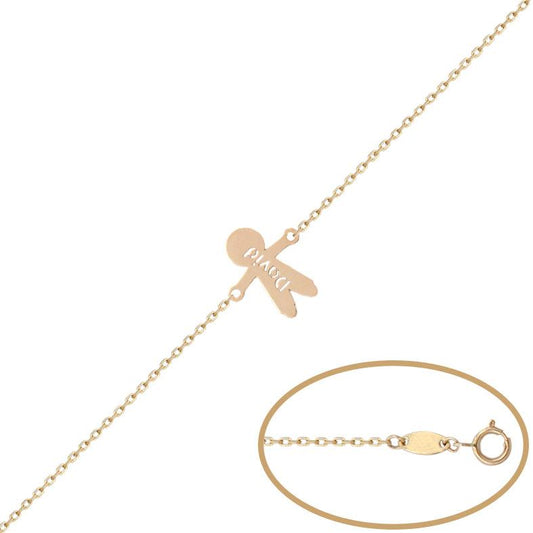 Pulsera de oro 18K silueta niño nombre calado personalizable