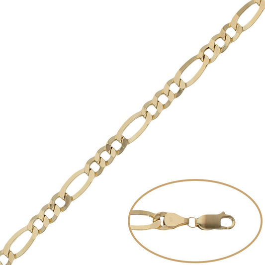 Pulsera de oro 18k cadena fígaro 5.5mm para mujer