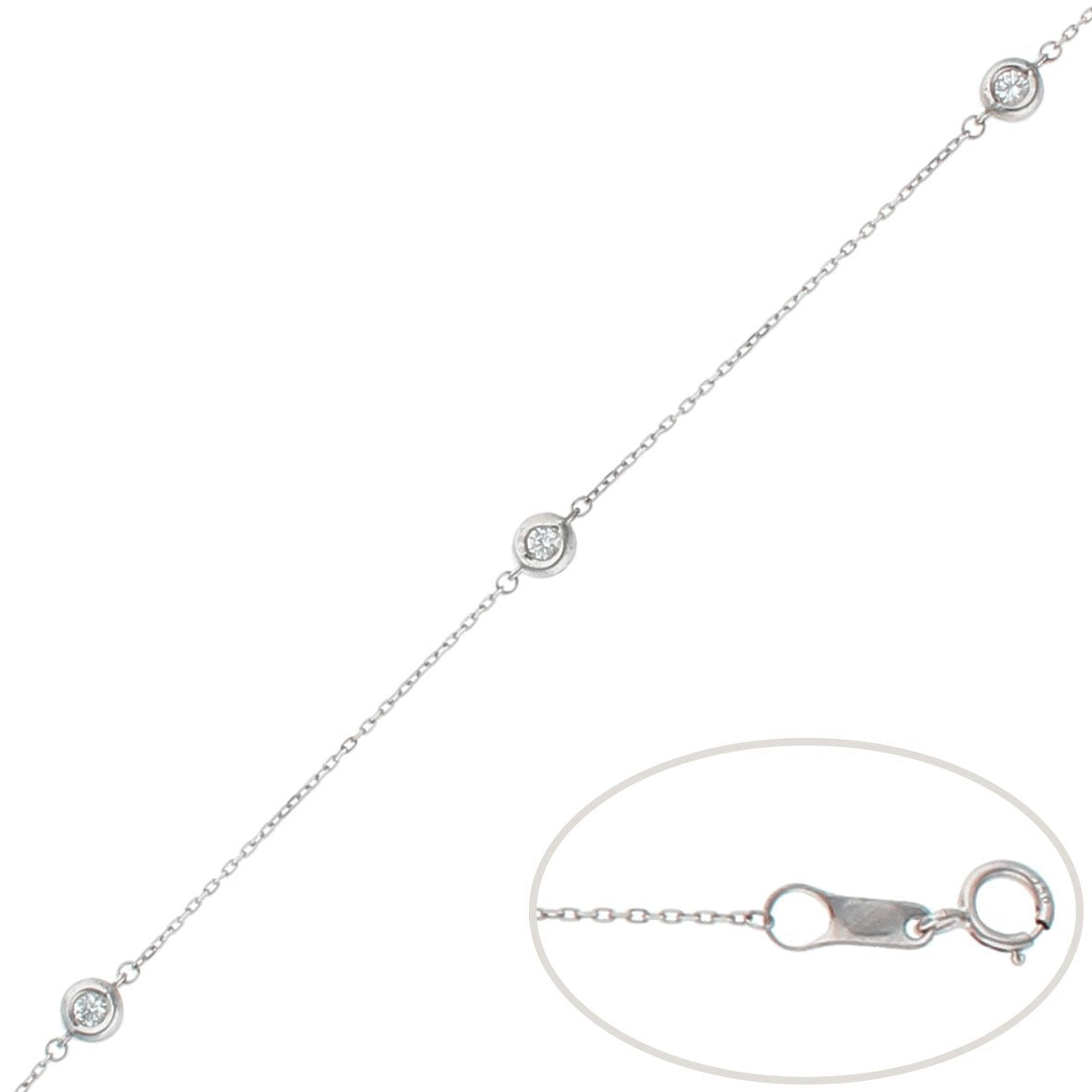 PULSERA CHATONES ORO BLANCO 18KL - 4MM - Joyeria Zeller