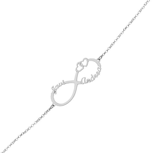 PULSERA INFINITO + CORAZONES O.BLANCO 18KL - Joyeria Zeller