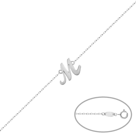 Pulsera de oro blanco 18k Letra Inglesa personalizable