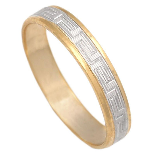 ALIANZA BICOLOR TALLADA ORO 18KL DE 4MM - Joyeria Zeller