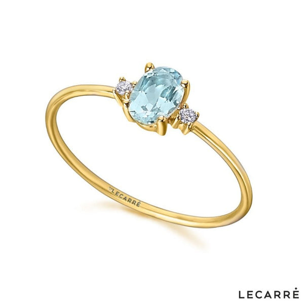 Anillo de oro 18k Lecarré topacio azul y diamantes para mujer