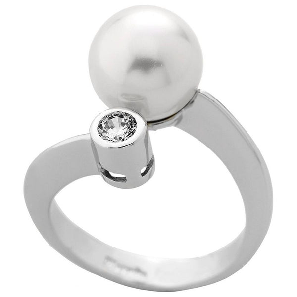 Anillo de perlas blanca MAJORICA abierto Plata con circonita para mujer