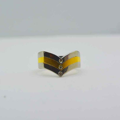Anillo de oro 18k Bicolor Diamantes forma de pico