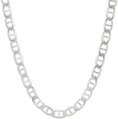 Cadena de plata de hombre Eslabón marino barra plana 8mm
