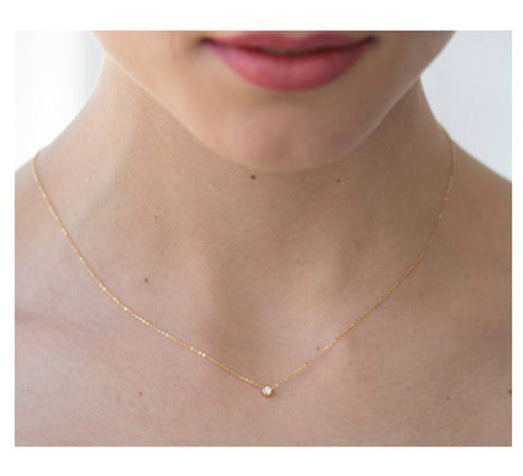 Collar de Oro 18k Lecarré chaton con diamante para Mujer