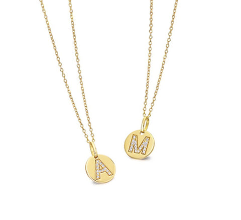 Collar oro 18K Lecarré  inicial con mini diamantes para mujer