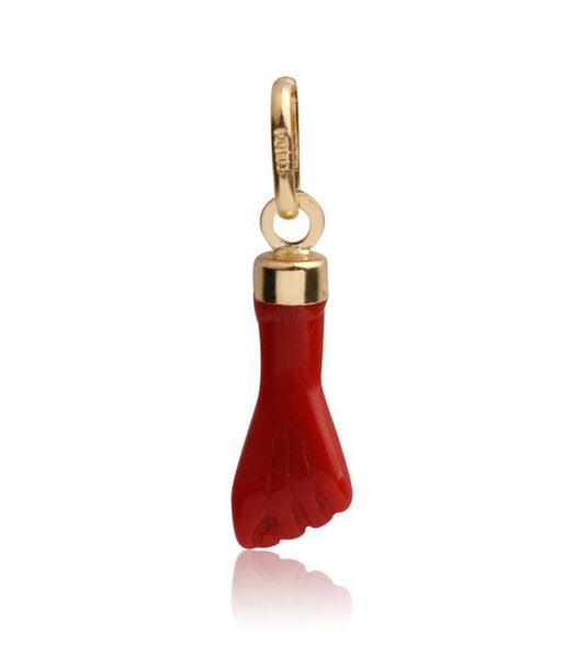 Colgante oro 18K Mano de higa Roja para mujer