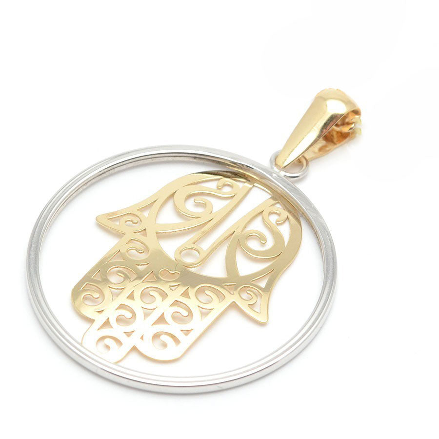 Colgante de oro 18k Mano de Fátima Bicolor