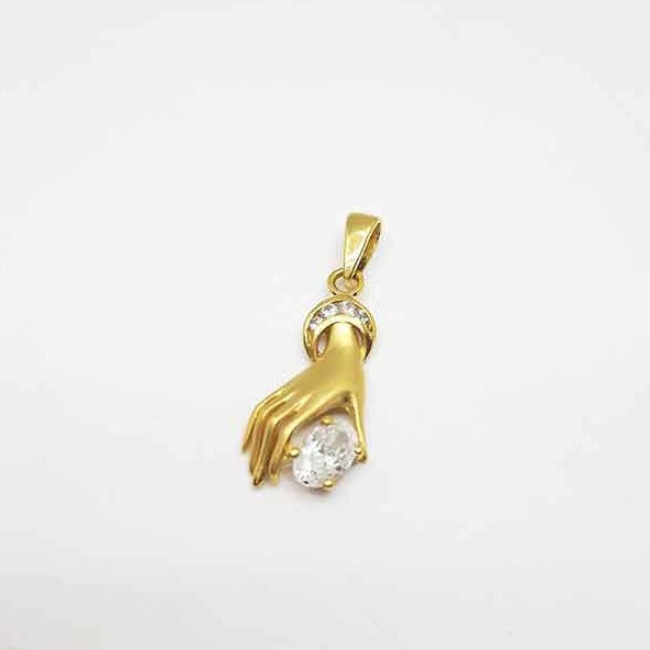 Comprar colgante de oro mano de mujer con circonita ovalada online precios baratos, comprar colgante de oro mano de mujer con circonita ovalada en Mallorca