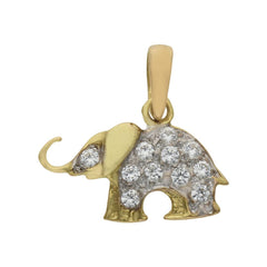 Colgante de oro 18Kt elefante bicolor con circonitas para mujer