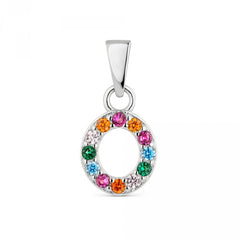 Colgante de plata letra inicial nombre con circonitas multicolor para mujer