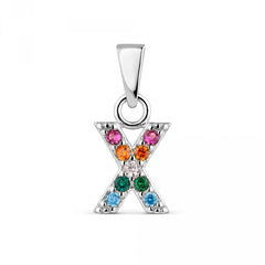 Colgante de plata letra inicial nombre con circonitas multicolor para mujer