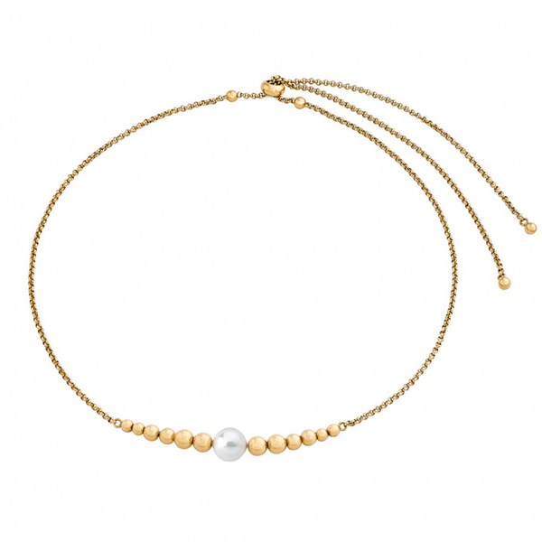 Collar de perlas MAJORICA ATLAS perla blanca acero dorado