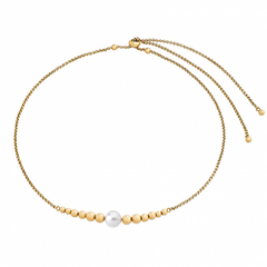 Collar de perlas MAJORICA ATLAS perla blanca acero dorado