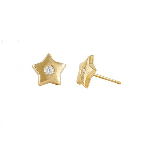 Pendientes de oro 18K estrellas con circonitas para niña