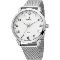 Reloj Nowley plano blanco con correa de malla para hombre