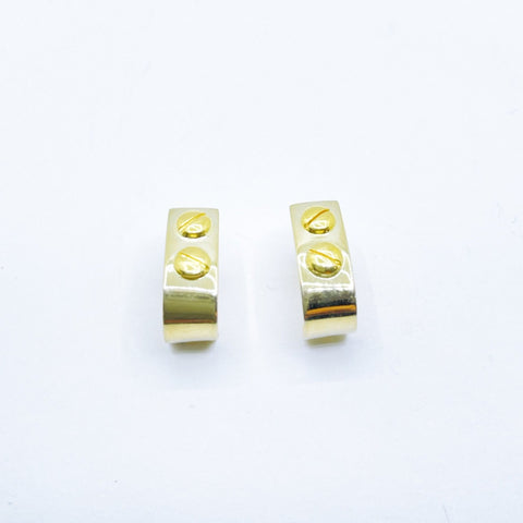 Pendientes de Oro blanco con tornillos cierre catalan para mujer