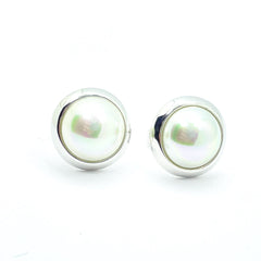 Pendientes de plata MAJORICA media perla blanca 10mm para mujer