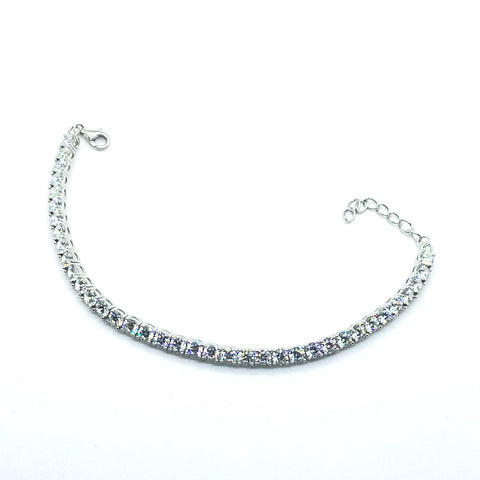 Pulsera plata y circonitas tipo Riviere de 3 mm para mujer