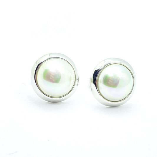 Pendientes de plata MAJORICA media perla blanca 8mm para mujer