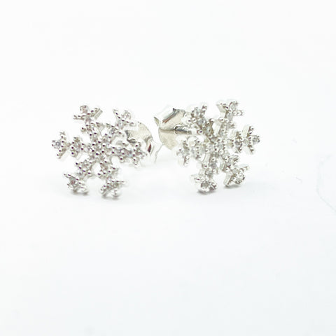 Pendientes de plata copo de nieve con circonitas para mujer