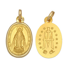 Colgante medalla en Oro de 18K Virgen de la milagrosa mediano
