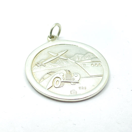 Colgante Medalla de plata San Cristóbal de 29mm de diametro para hombre