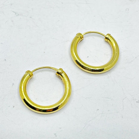 Pendientes oro 18k aros tubulares 20mm para mujer