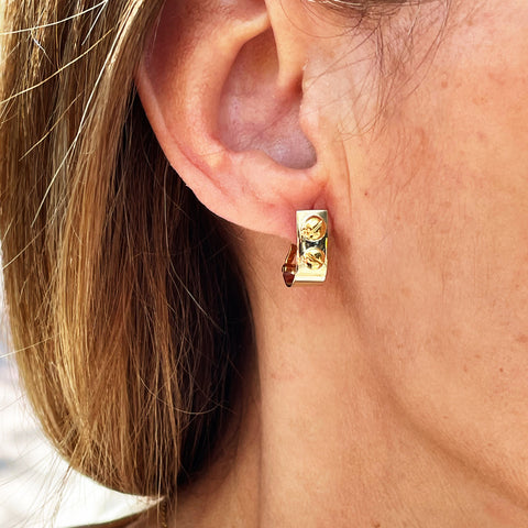 Pendientes de Oro blanco con tornillos cierre catalan para mujer