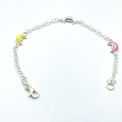 Pulsera de plata lunas colores esmaltados para niña