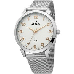 Reloj Nowley plano blanco con correa de malla para hombre