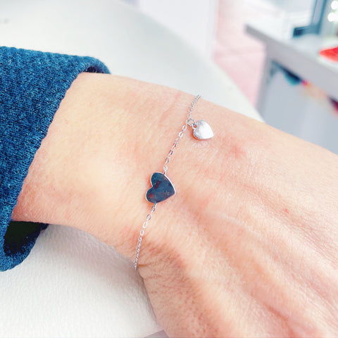 Pulsera Plata con corazones para mujer