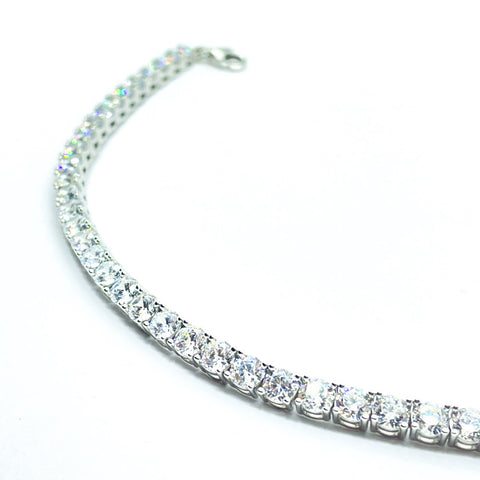 Pulsera plata y circonitas tipo Riviere de 4 mm para mujer