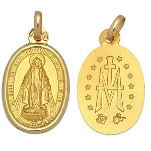 Colgante medalla en Oro de 18K Virgen de la milagrosa grande