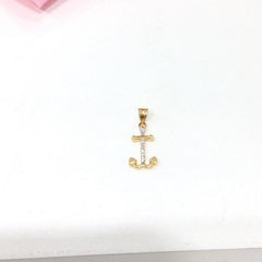 Colgante en Oro de 18K ANCLA con circonitas para mujer