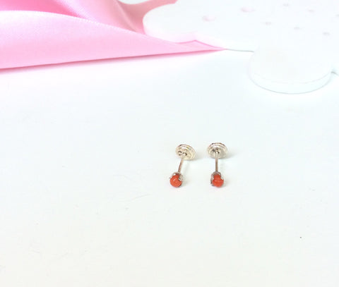 Pendientes coral plata de ley para niña