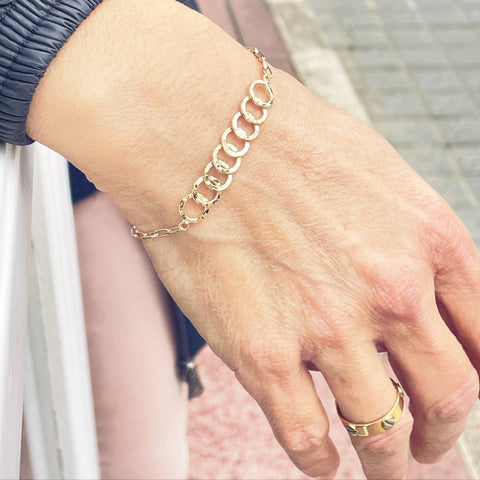 Pulsera de plata bañada en oro Victoria Cruz con circulos para mujer