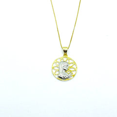 Collar Medalla de Virgen plata bañada en oro con cadena fina