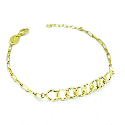 Pulsera de plata bañada en oro Victoria Cruz con circulos para mujer
