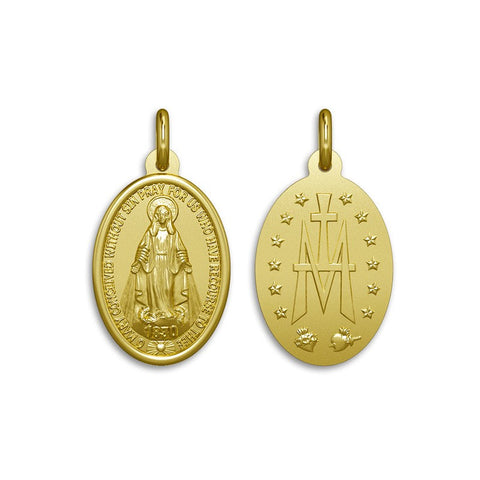 Colgante medalla en Oro de 18K Virgen de la milagrosa