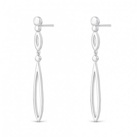 Pendientes largos de plata forma ovalada para mujer